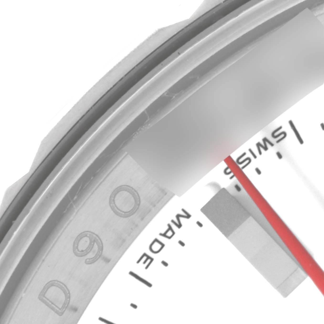 The image shows a close-up angle of the dial and bezel of a Rolex Turn-o-Graph 116264 Men
s Stainless Steel White Dial 116264 Men
s Stainless Steel White Dial watch, with partial "Swiss Made" text visible.