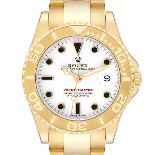 Photo of Rolex Yachtmaster Midsize Yellow Gold White Dial Mens Watch 68628