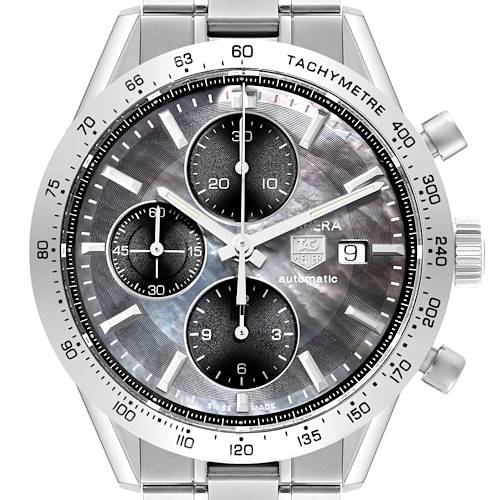 Photo of Tag Heuer Carrera Steel Mother of Pearl Dial Mens Watch CV201P Box Card