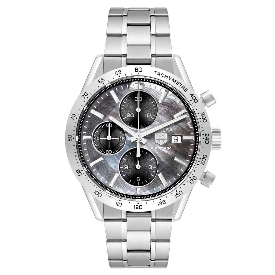 Tag Heuer Carrera Steel Mother of Pearl Dial Mens Watch CV201P Box Card SwissWatchExpo