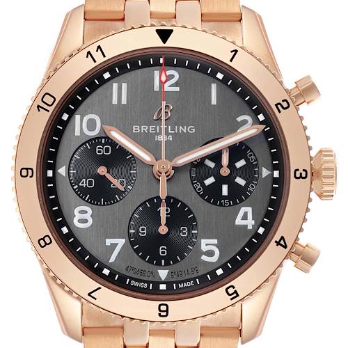 Photo of Breitling Classic AVI P-51 Mustang Rose Gold Mens Watch R23380 Box Card