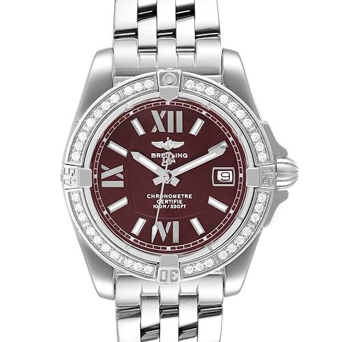 Photo of Not for sale Breitling Cockpit Chronometer Burgundy Dial Diamond Ladies Watch A17356 Partial Payment