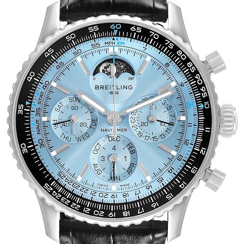 Photo of Breitling Navitimer B19 Perpetual Calendar Steel Platinum Watch PB1920 Box Card
