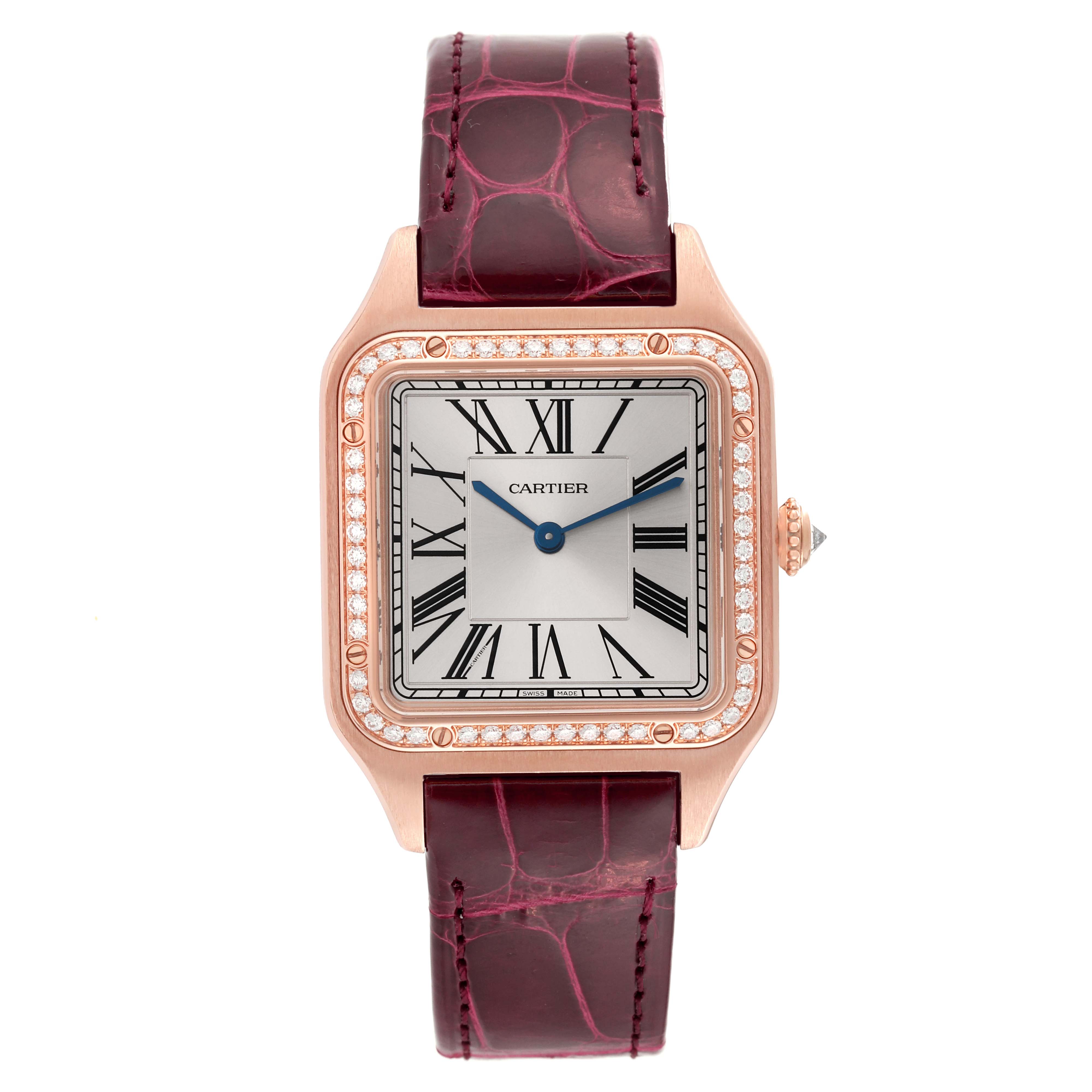 Cartier Santos Dumont Diamond Bezel Rose Gold Ladies Watch WJSA0016 Box ...