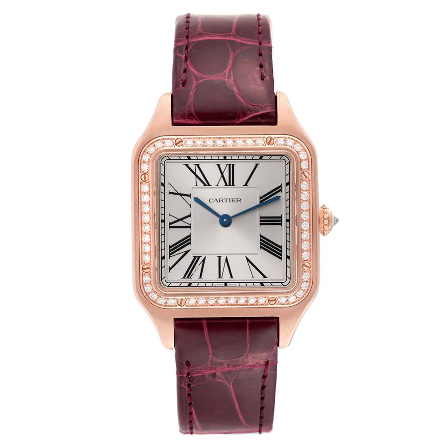 Cartier Santos Dumont Diamond Bezel Rose Gold Ladies Watch WJSA0016 Box ...