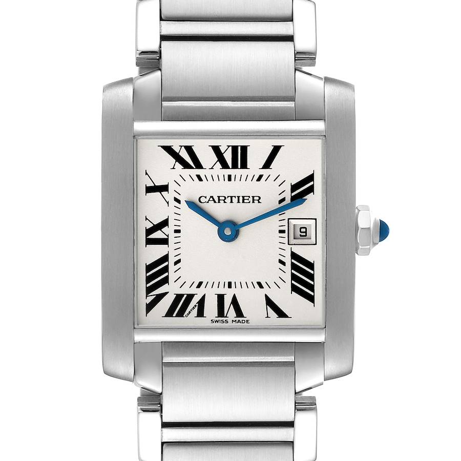 Cartier Tank Francaise Midsize 25mm Silver Dial Ladies Watch W51011Q3 Box Papers SwissWatchExpo
