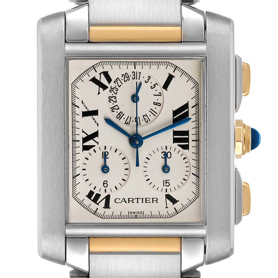 Cartier Tank Francaise Steel 18K Yellow Gold Chrongraph Watch W51004Q4 SwissWatchExpo