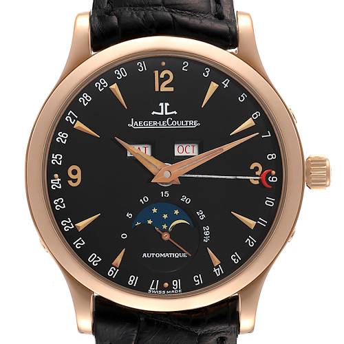 Photo of Jaeger Lecoultre Master Moonphase Rose Gold Black Dial Mens Watch 140.2.98.S