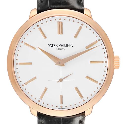 Photo of Patek Philippe Calatrava Rose Gold Silver Dial Mens Watch 5123 5123R Papers