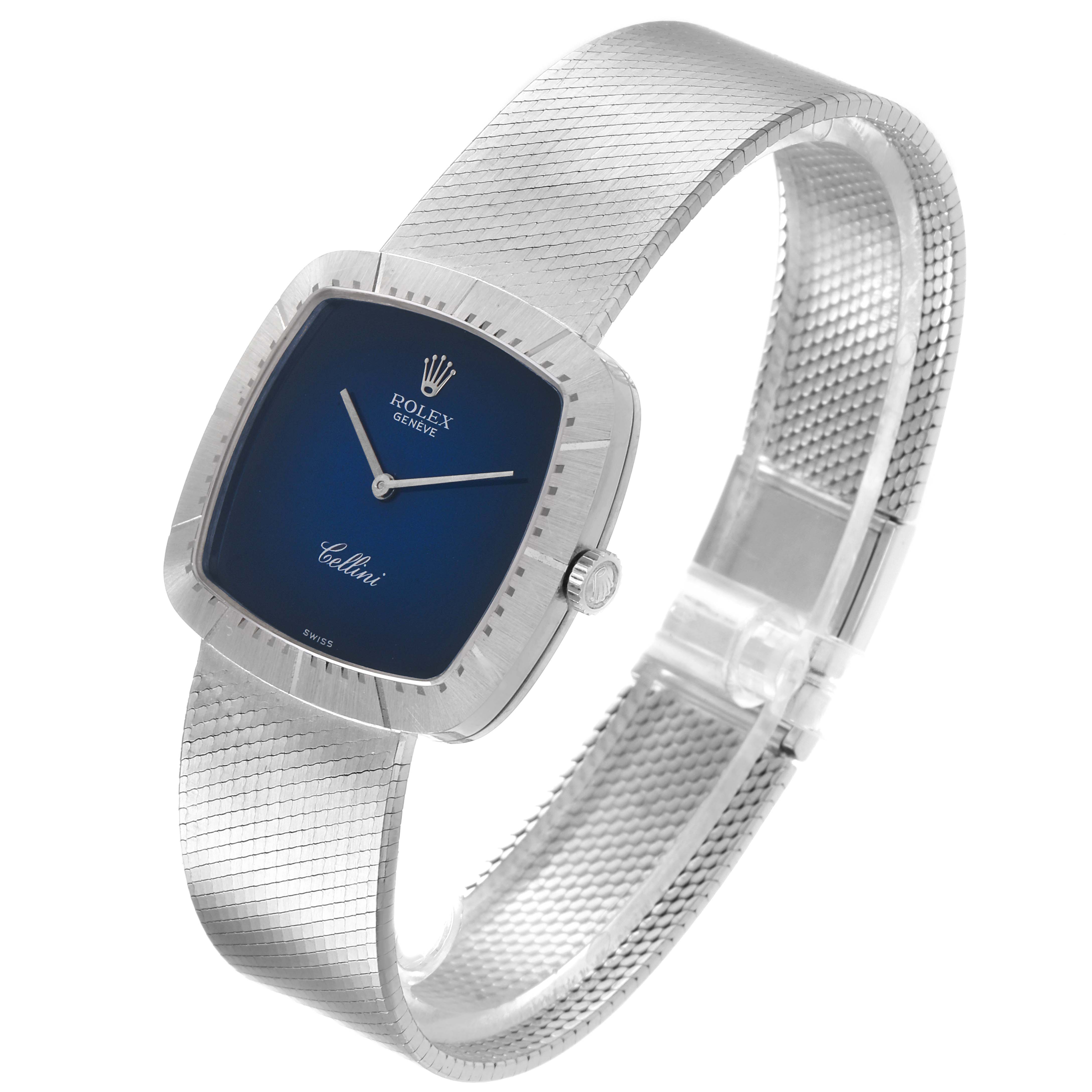 The Rolex Cellini 4320 Men
s White Gold White Dial 4320 Men
s White Gold White Dial watch is shown at a slight angle, displaying the face, crown, and part of the bracelet.