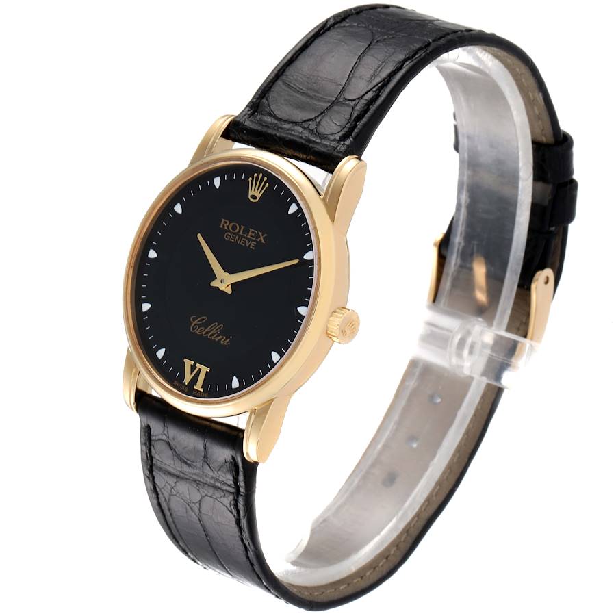 Rolex Cellini Classic Yellow Gold Black Dial Mens Watch 5116 ...