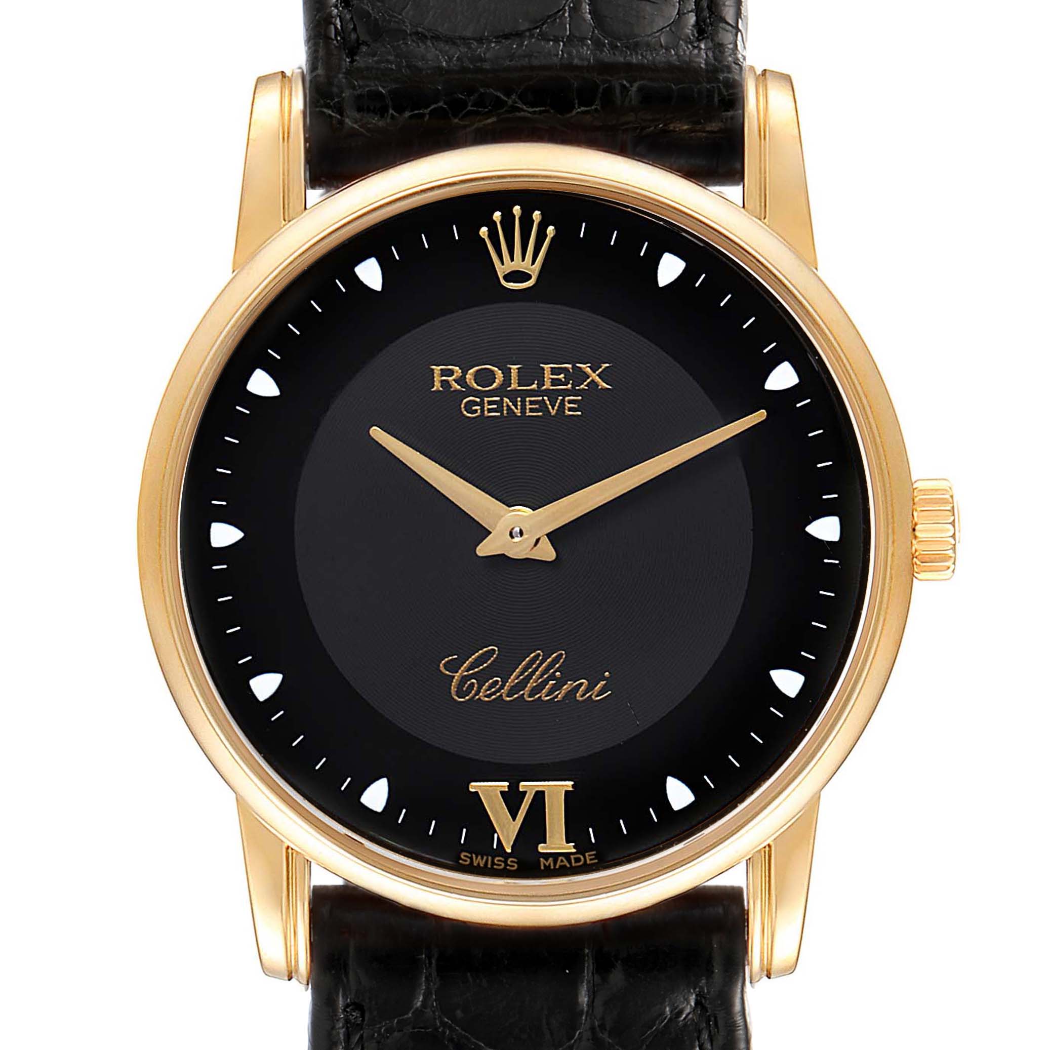 Rolex Cellini Classic Yellow Gold Black Dial Mens Watch 5116 Swisswatchexpo 7392