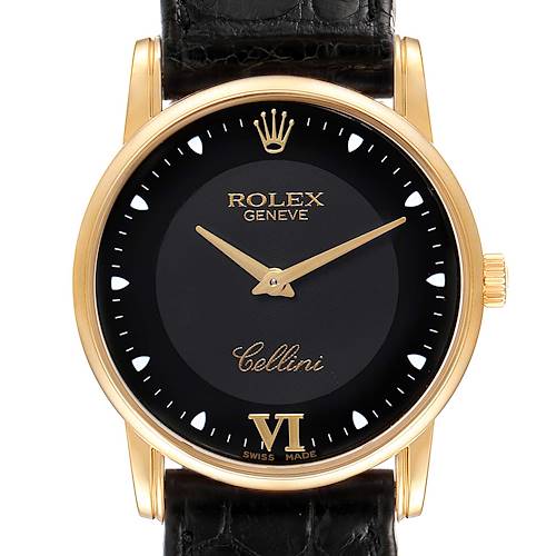 Photo of Rolex Cellini Classic Yellow Gold Black Dial Mens Watch 5116