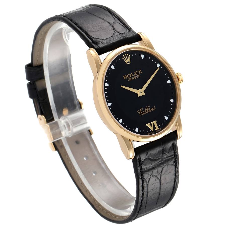 Rolex Cellini Classic Yellow Gold Black Dial Mens Watch 5116 ...