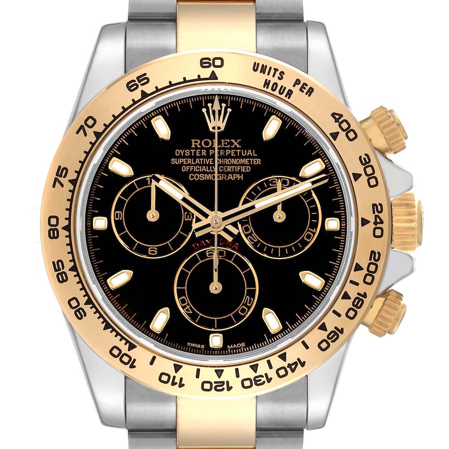 Rolex  Daytona Steel Yellow Gold Black Dial Mens Watch 116503 Box Card SwissWatchExpo