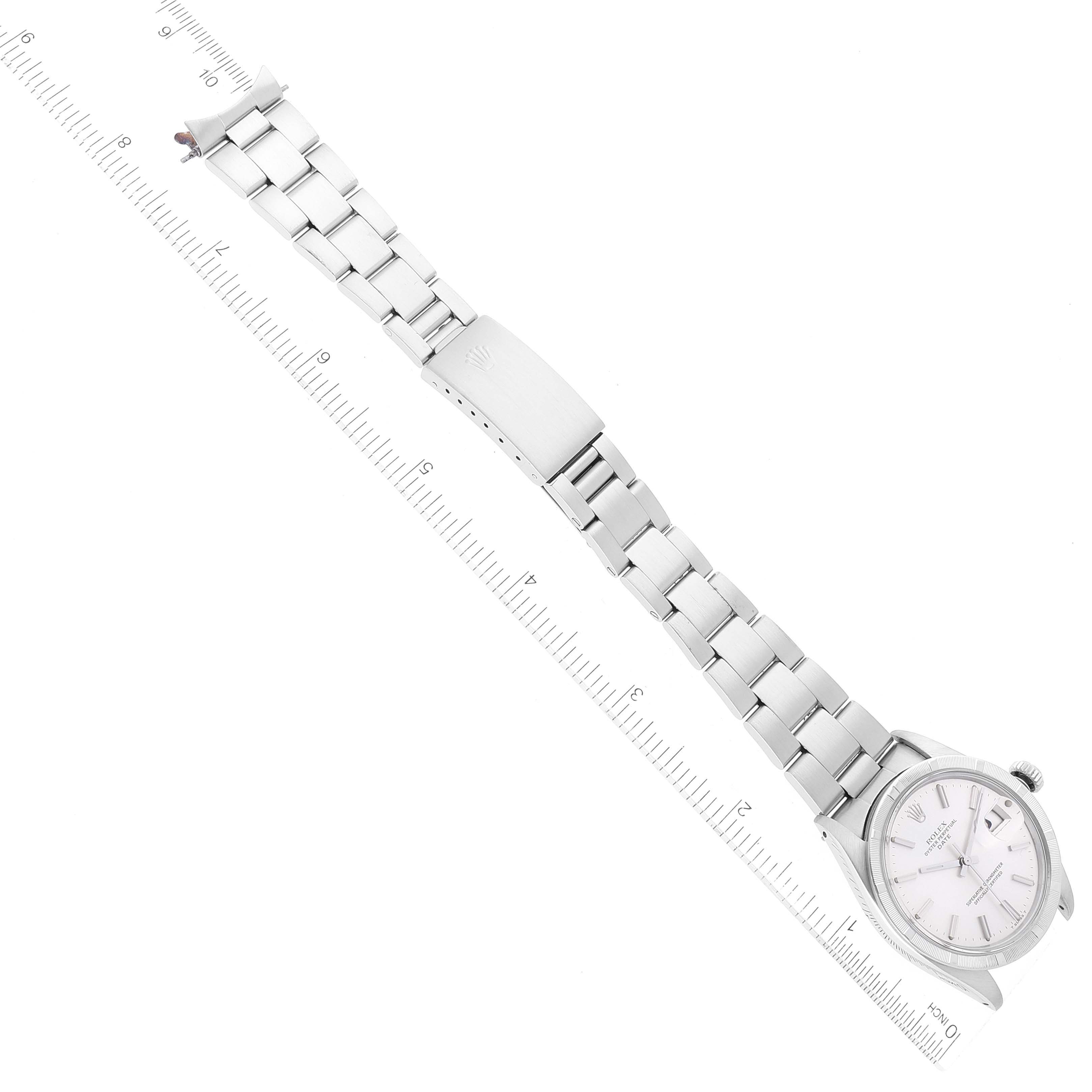 The image shows the front angle of the Rolex Vintage Collection 1501 Men's Stainless Steel Silver Dial 1501 Men's Stainless Steel Silver Dial watch, featuring the entire bracelet and face.