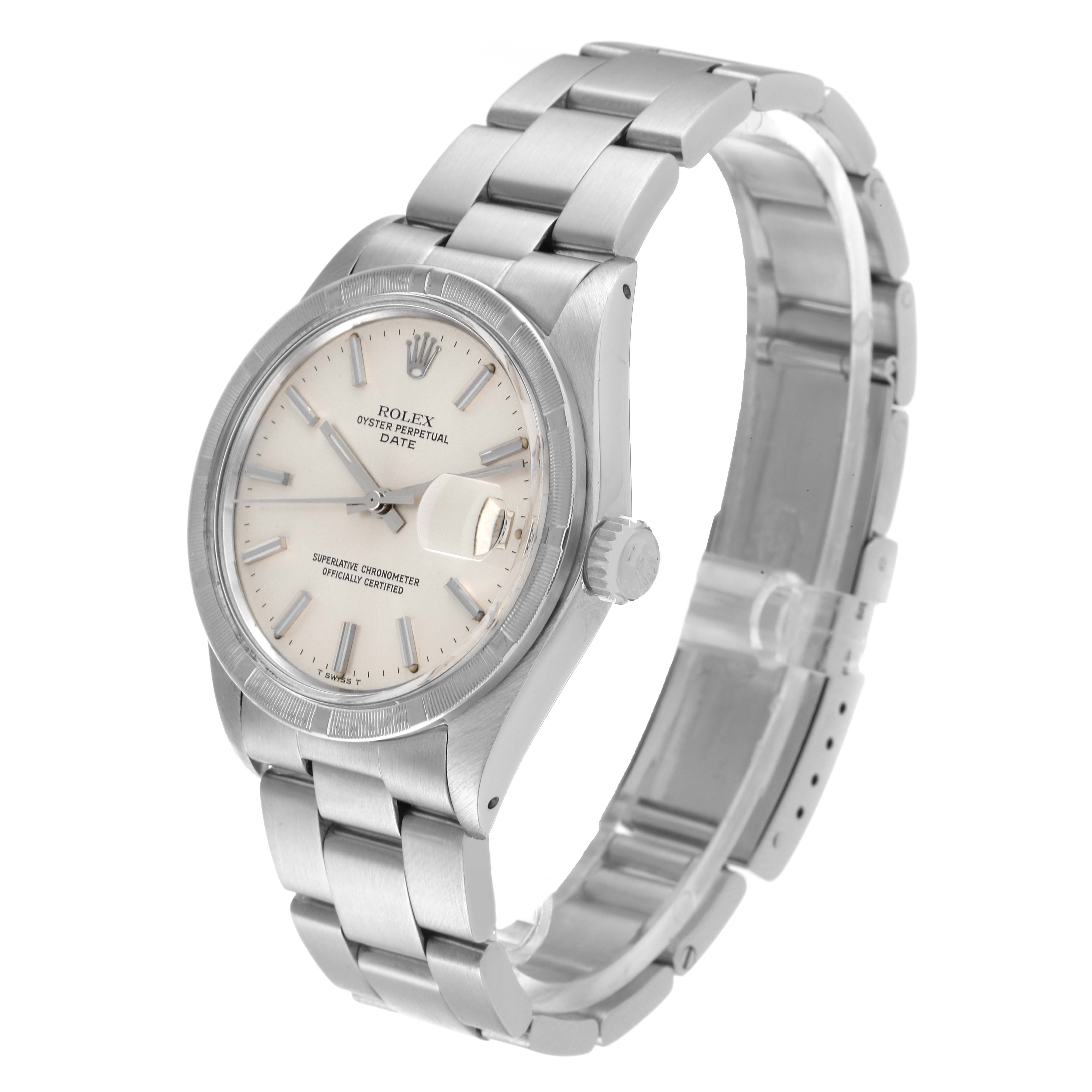 The Rolex Vintage Collection 1501 Men's Stainless Steel Silver Dial 1501 Men's Stainless Steel Silver Dial model is shown at a three-quarter angle, highlighting its face, bezel, band, and crown.