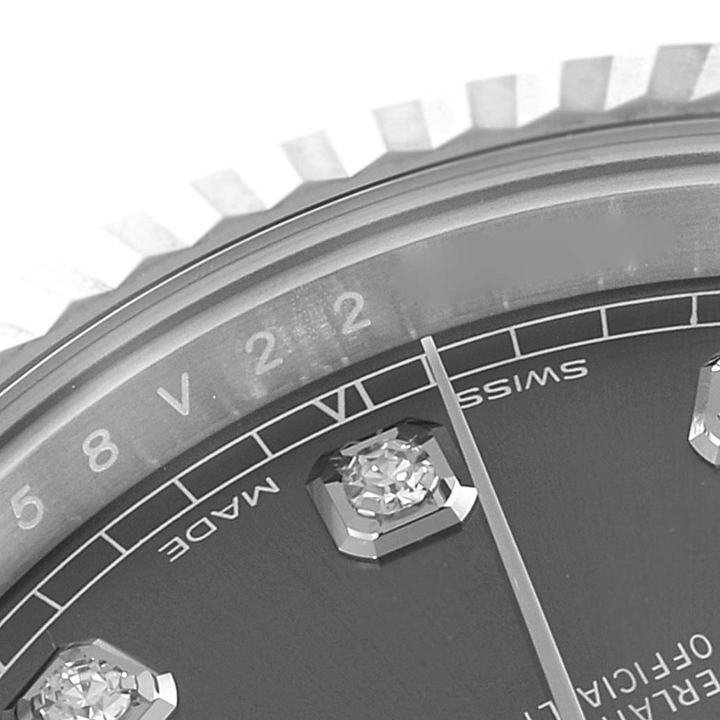 This image shows a close-up of the dial and bezel of a Rolex Datejust 41 126334 Men
s Stainless Steel Grey Dial 126334 Men
s Stainless Steel Grey Dial watch.
