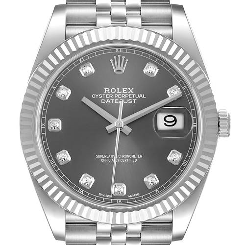 Photo of Rolex Datejust 41 Steel White Gold Diamond Mens Watch 126334 Box Card
