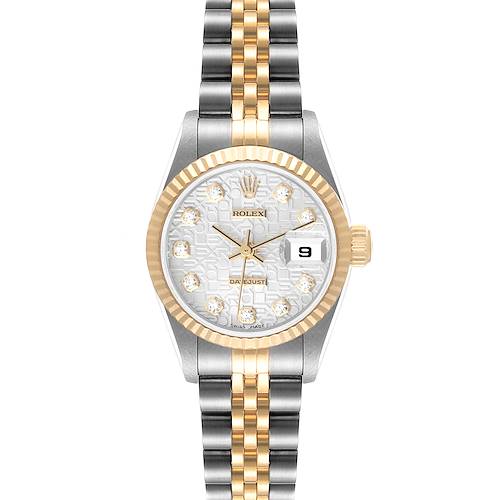 Photo of Rolex Datejust Steel Yellow Gold Anniversary Diamond Dial Watch 69173 Box Papers