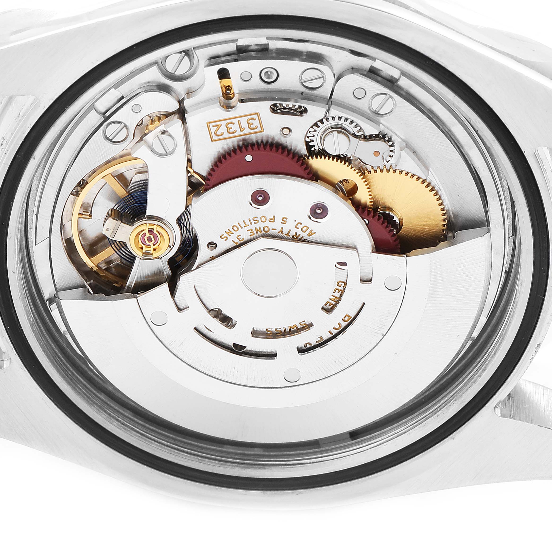 This image shows the movement and internal mechanics of the Rolex Explorer 214270 Men
s Stainless Steel Black Dial 214270 Men
s Stainless Steel Black Dial watch from a rear view angle.