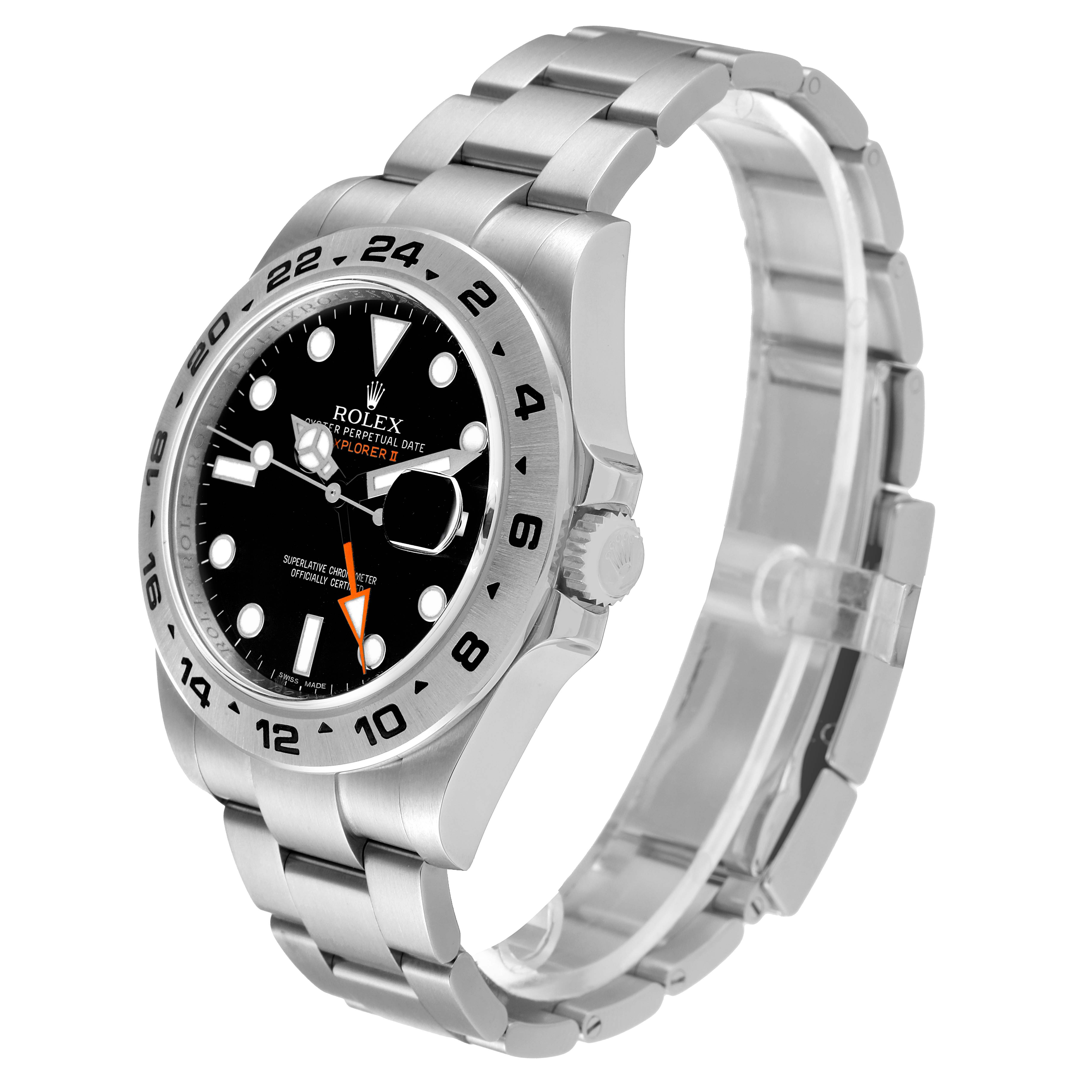 The Rolex Explorer 216570 Men's Stainless Steel Black Dial 216570 Men's Stainless Steel Black Dial watch is shown at a slight angle displaying the face, bezel, crown, and part of the bracelet.
