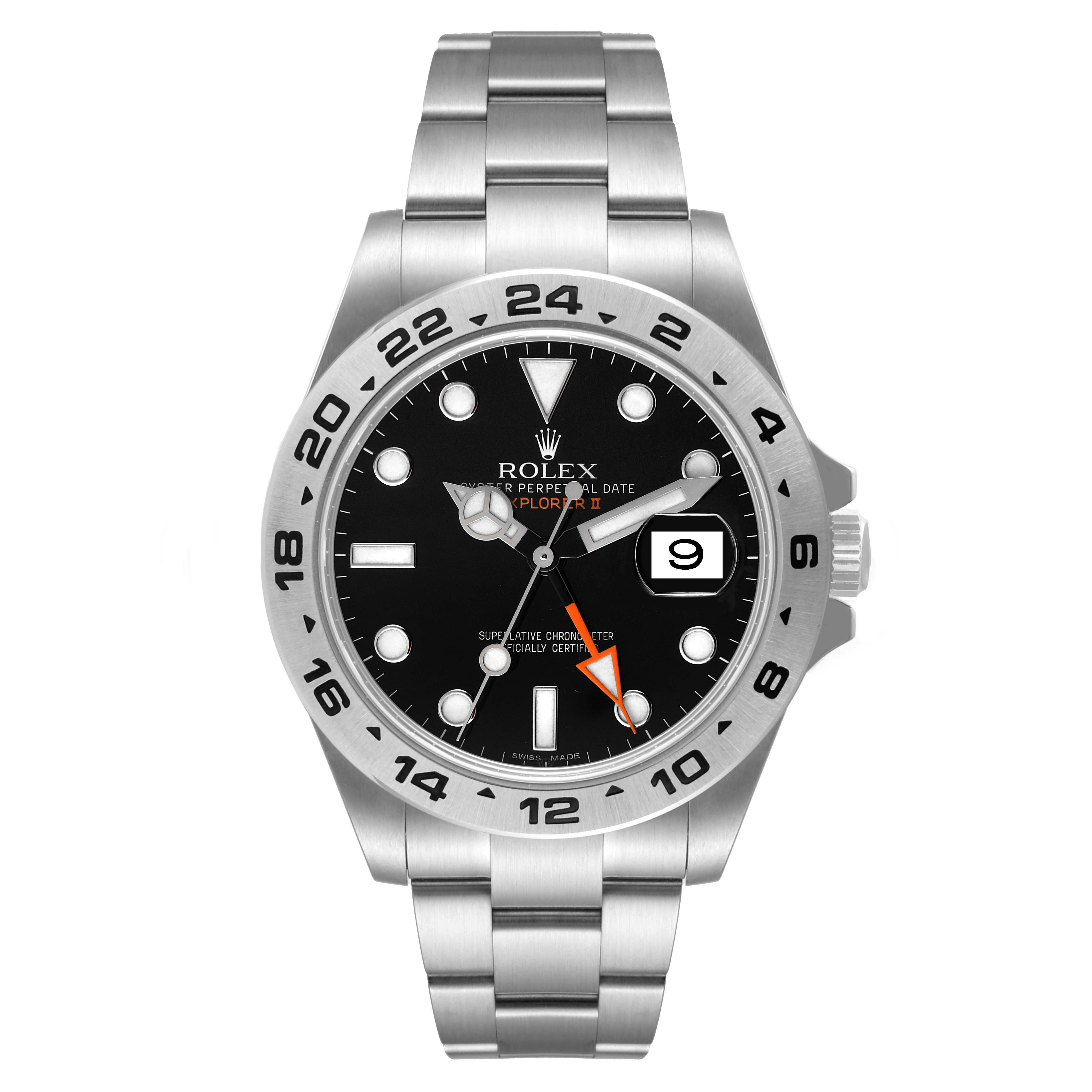 The image shows a frontal view of a Rolex Explorer 216570 Men's Stainless Steel Black Dial 216570 Men's Stainless Steel Black Dial watch, featuring its dial, bezel, and bracelet.