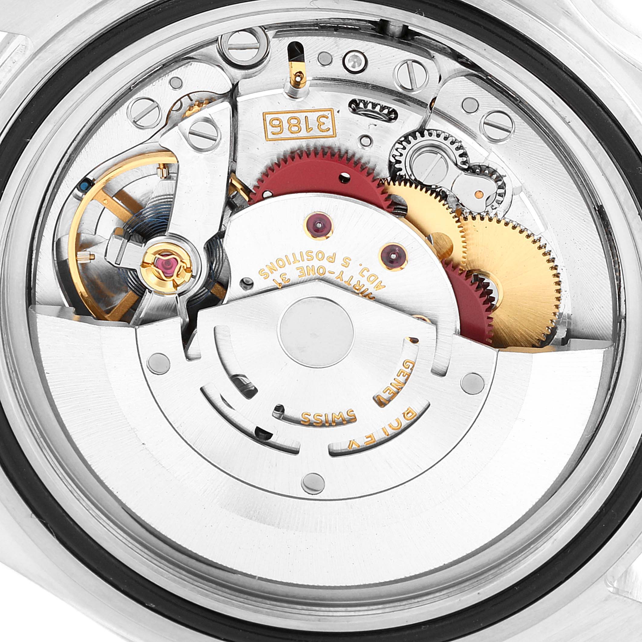 This image shows the internal mechanism of the Rolex Explorer 16570 Men
s Stainless Steel Black Dial 16570 Men
s Stainless Steel Black Dial watch, including gears and other components from a top-down view.