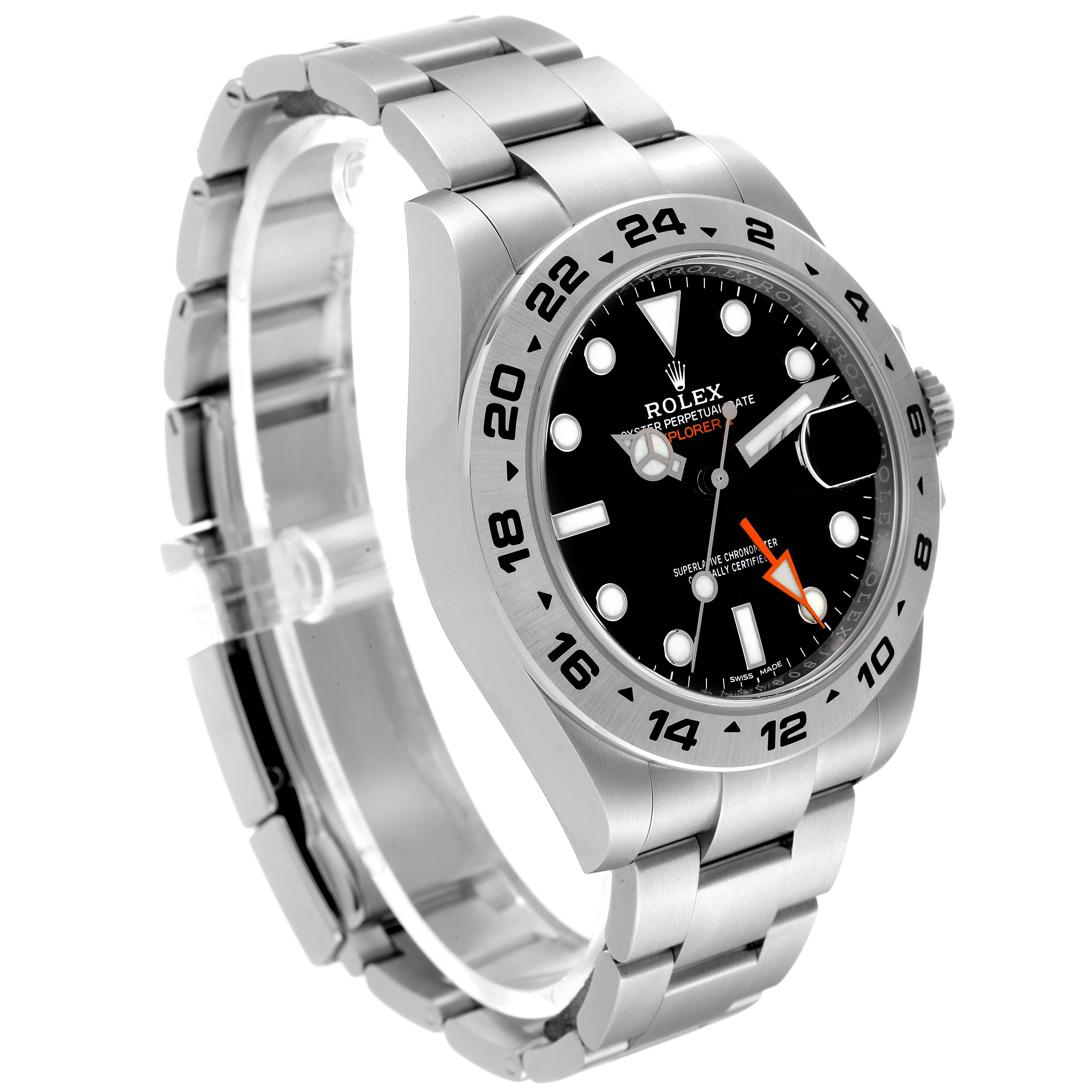 The Rolex Explorer 216570 Men
s Stainless Steel Black Dial 216570 Men
s Stainless Steel Black Dial model is shown at a slight angle, displaying the watch face, bezel, and bracelet.