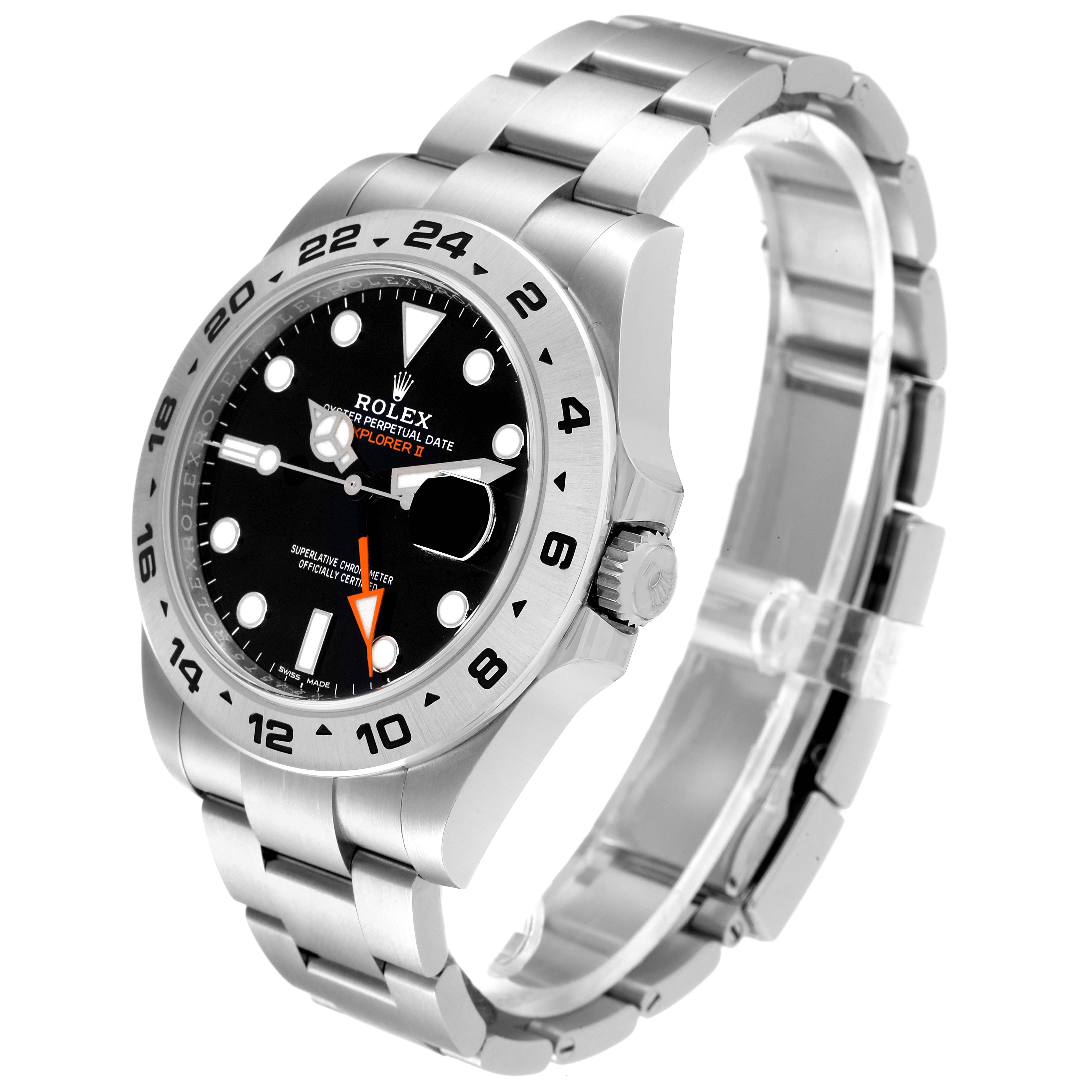 The image shows a side angle of the Rolex Explorer 216570 Men
s Stainless Steel Black Dial 216570 Men
s Stainless Steel Black Dial watch, featuring its bracelet, bezel, and dial.