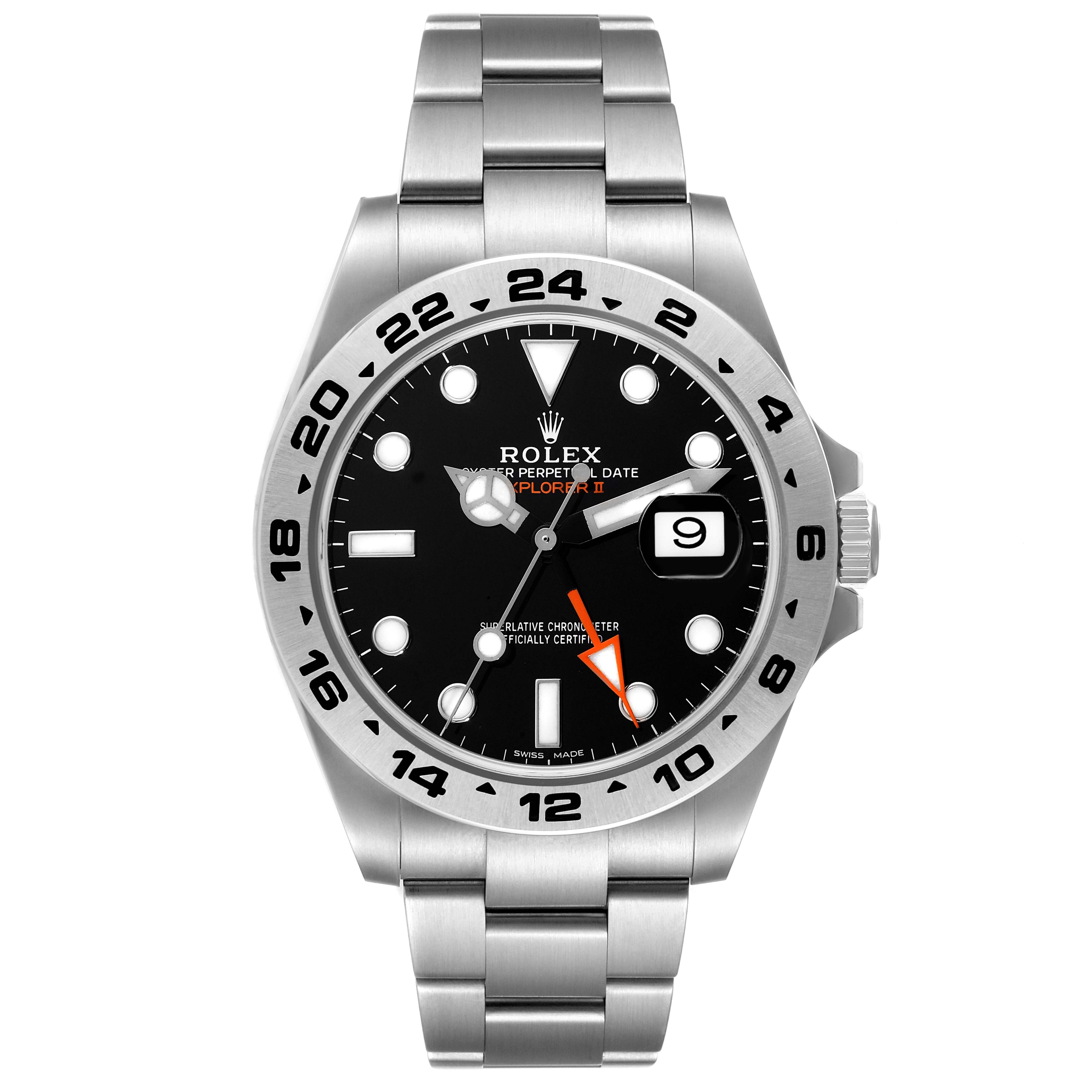 The image shows a front view of a Rolex Explorer 216570 Men
s Stainless Steel Black Dial 216570 Men
s Stainless Steel Black Dial watch, highlighting the black dial, date window, and stainless steel bracelet.