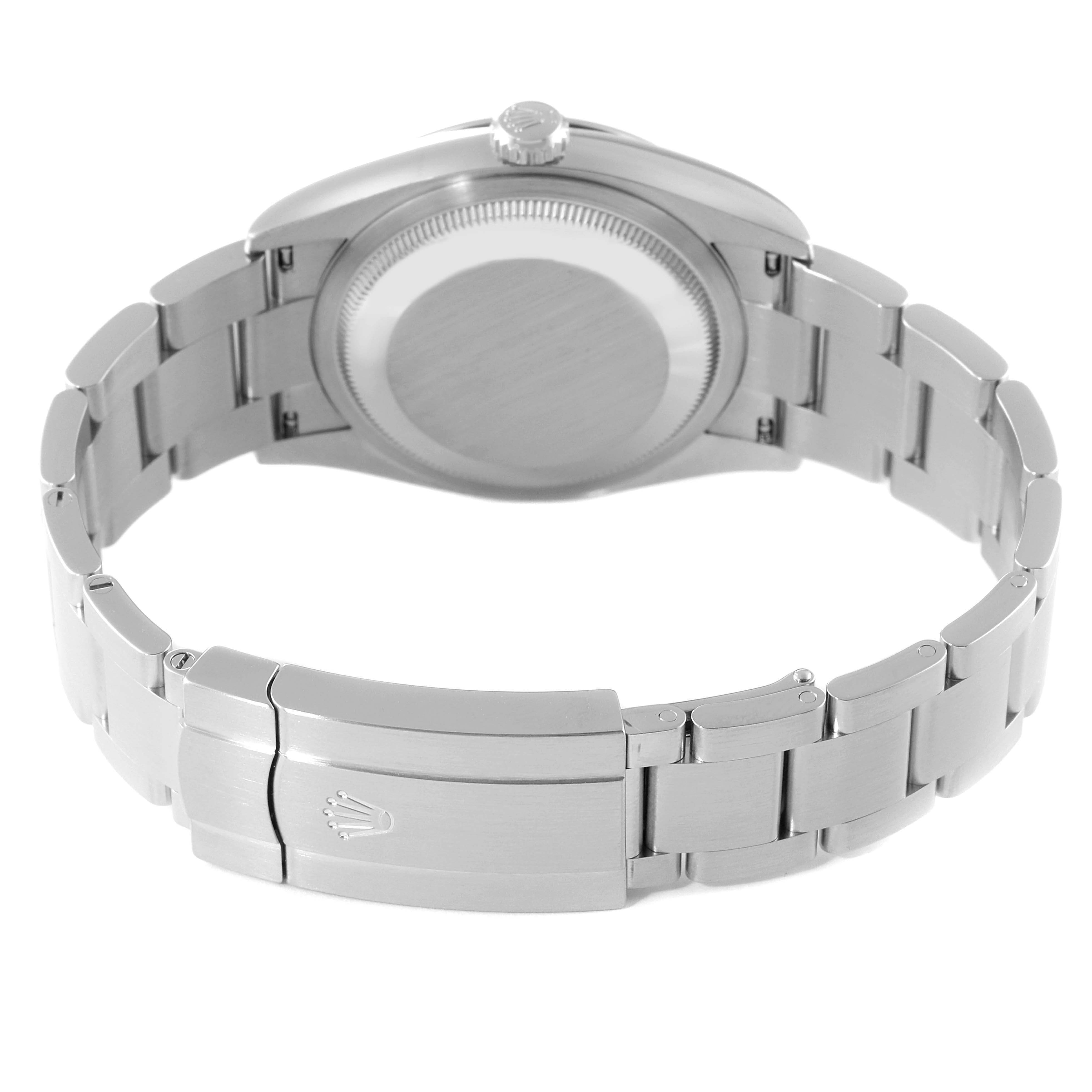 This image shows the back view of a Rolex Oyster Perpetual 126000 Men's Stainless Steel Silver Dial 126000 Men's Stainless Steel Silver Dial watch, highlighting its case back and bracelet.