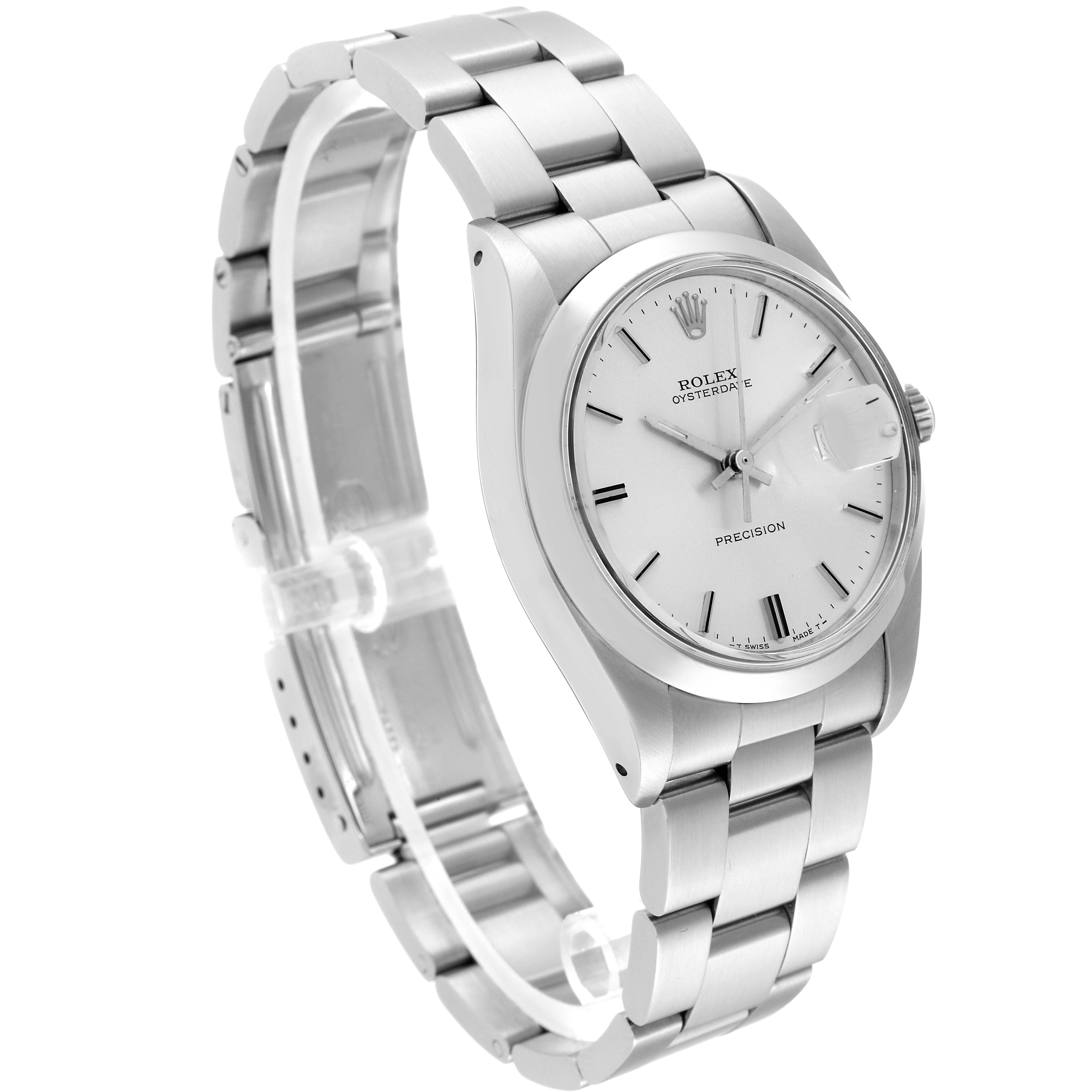 The Rolex Vintage Collection 6694 Men's Stainless Steel Silver Dial 6694 Men's Stainless Steel Silver Dial watch is shown at a three-quarter angle, highlighting its face, case, and metal bracelet.