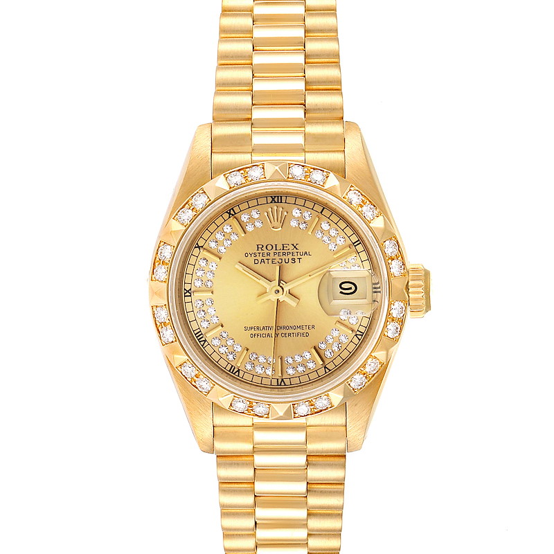 Rolex President Yellow Gold Myriad Diamond Dial Ladies Watch 69258 SwissWatchExpo