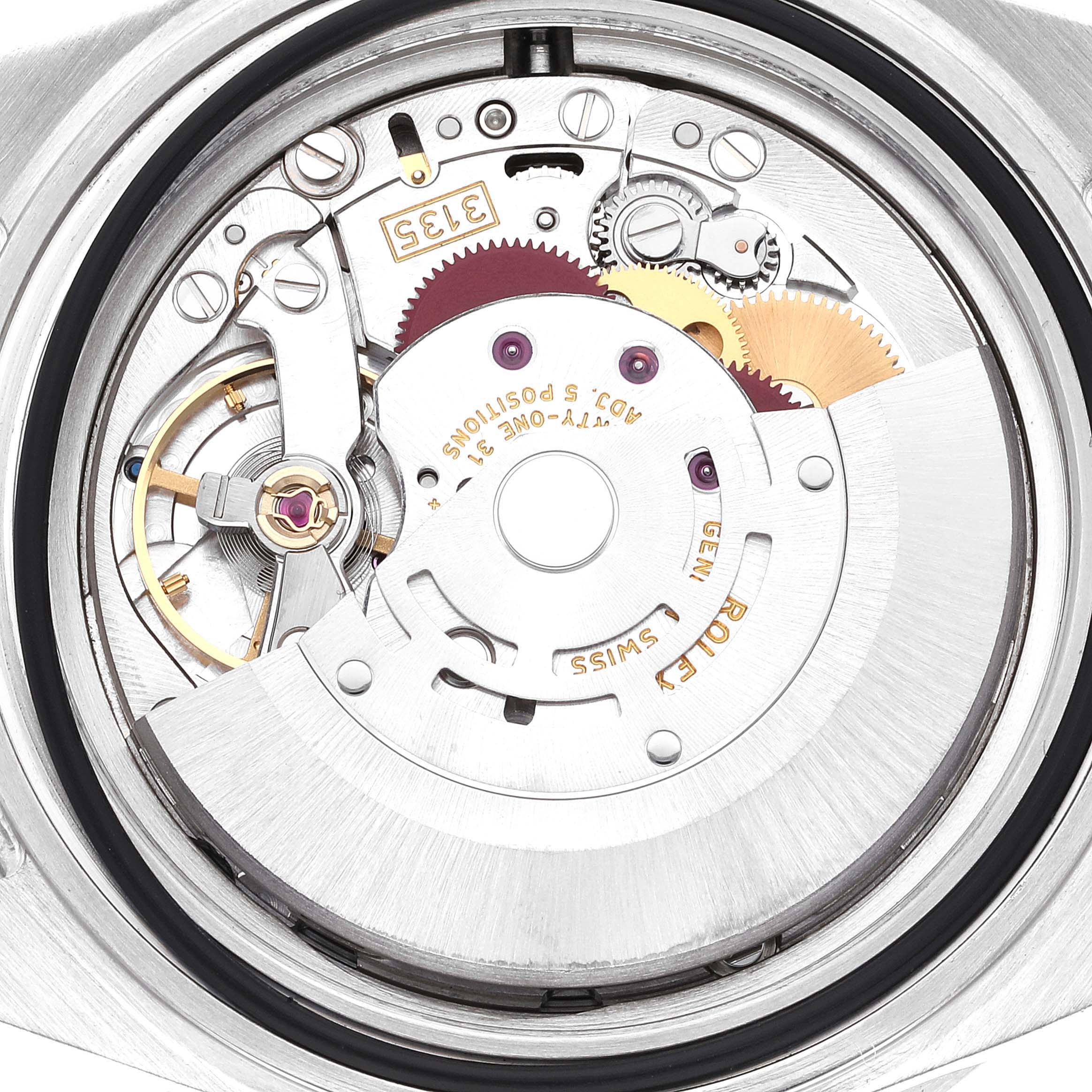 This image shows the back view of the internal movement mechanism of a Rolex Submariner 16610 Men's Stainless Steel Black Dial 16610 Men's Stainless Steel Black Dial watch.
