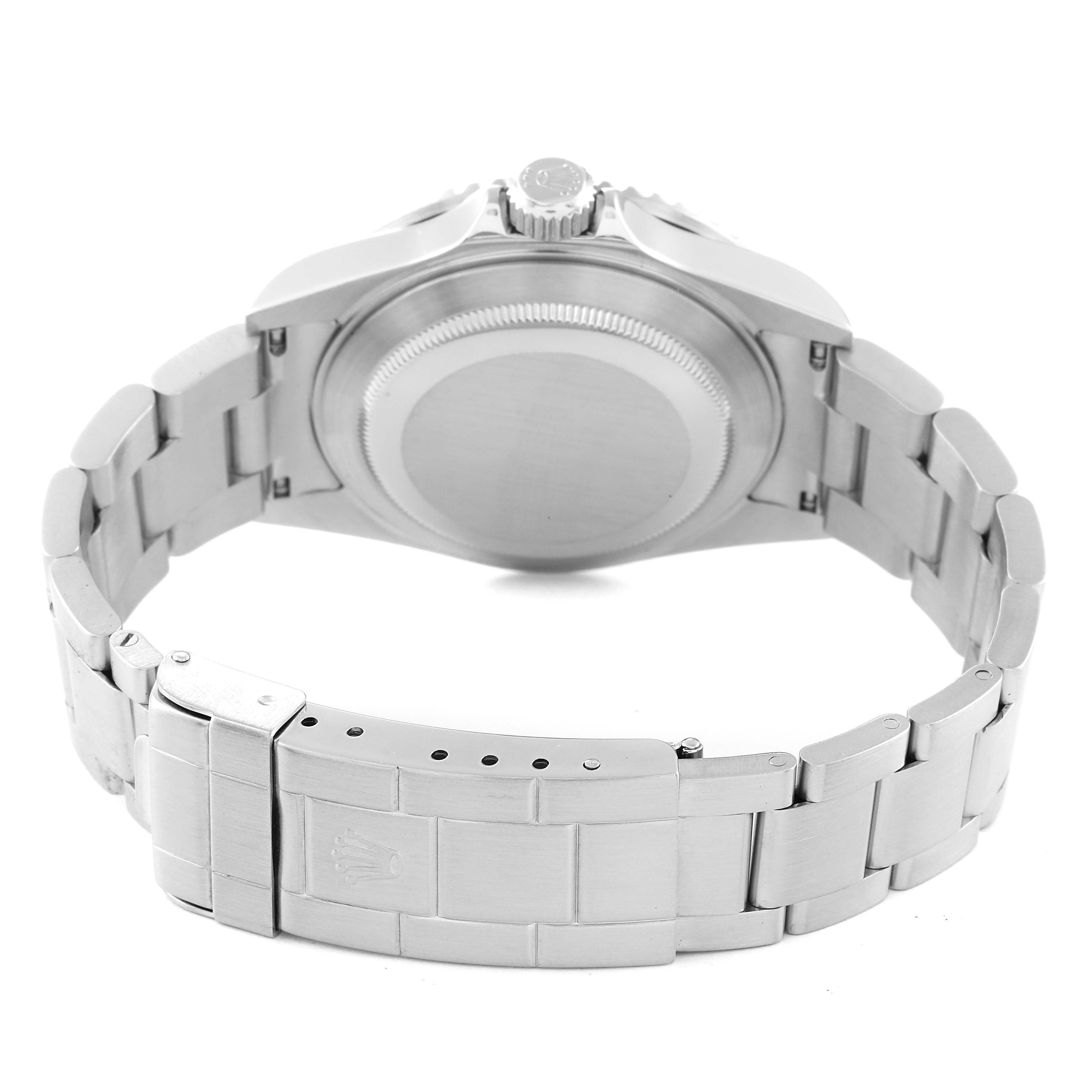 The image shows the back view of a Rolex Submariner 16610 Men's Stainless Steel Black Dial 16610 Men's Stainless Steel Black Dial watch, focusing on the case back and bracelet.