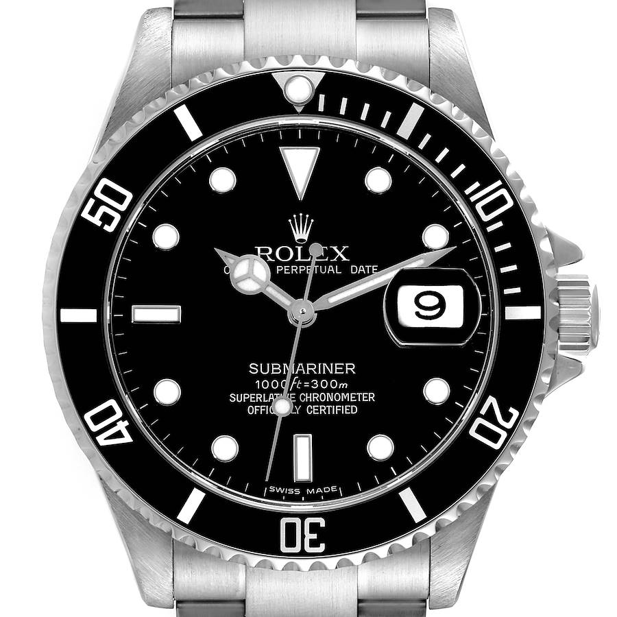 Rolex Submariner Date 40mm Black Dial Steel Mens Watch 16610 Box Card SwissWatchExpo