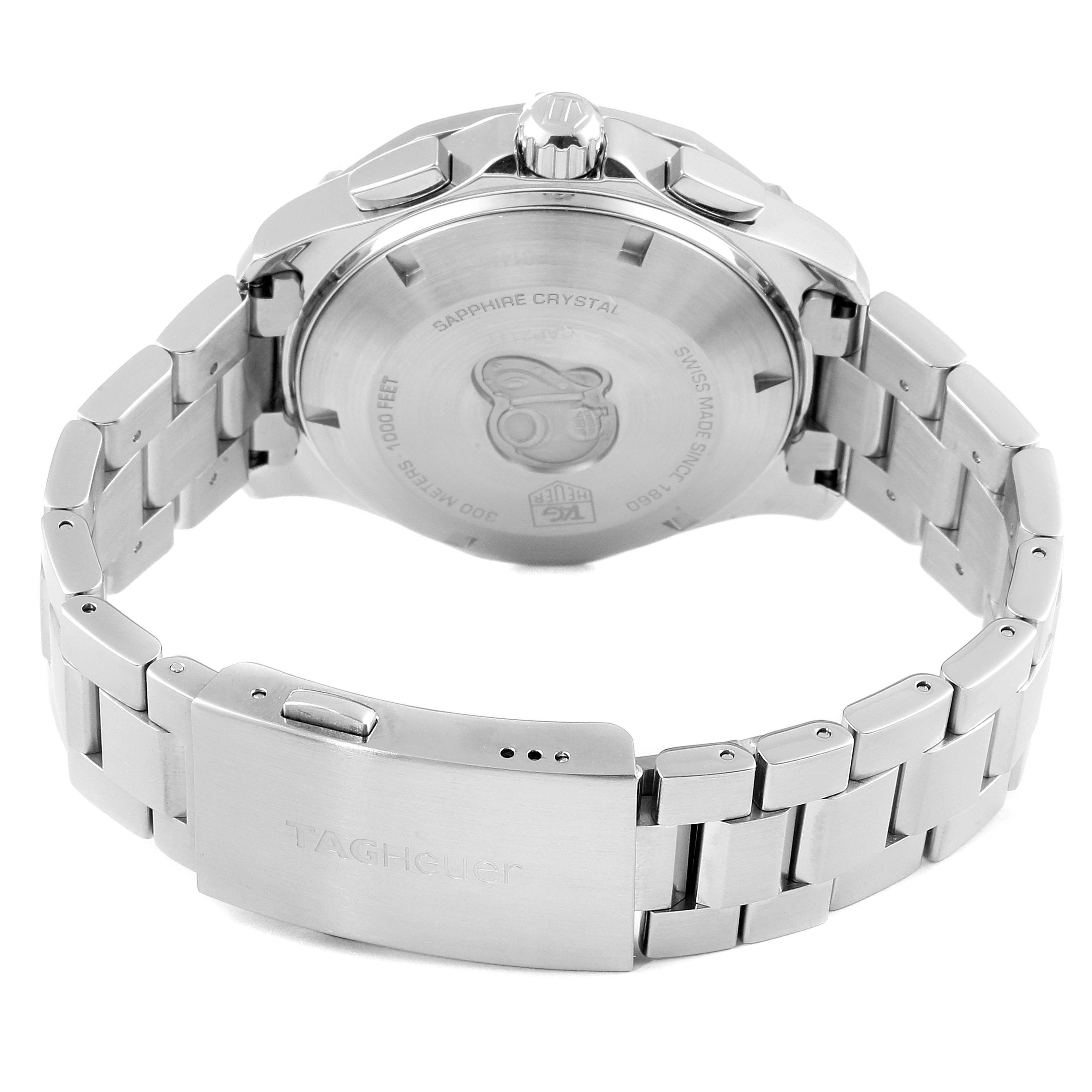 The image shows the back and bracelet of the Tag Heuer Aquaracer CAP2111.BA0833 Men's Stainless Steel Silver Dial CAP2111.BA0833 Men's Stainless Steel Silver Dial watch.