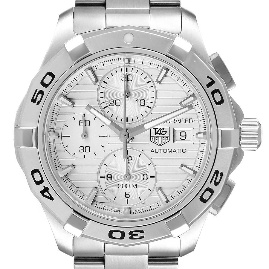 Tag Heuer Aquaracer Silver Dial Chronograph Steel Mens Watch CAP2111 SwissWatchExpo