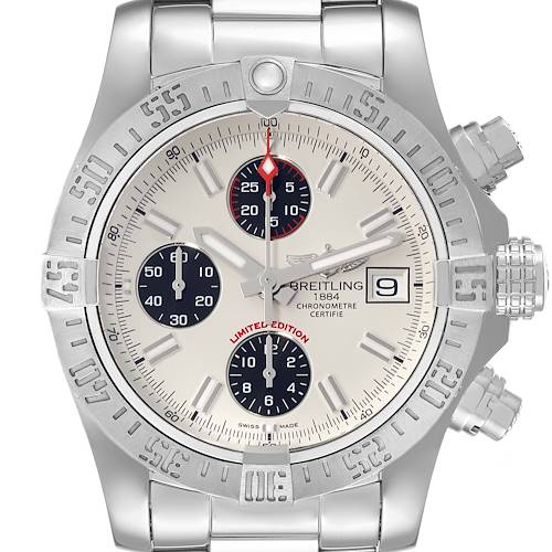 Photo of Breitling Avenger II White Dial Steel Mens Watch A13381 Box Card