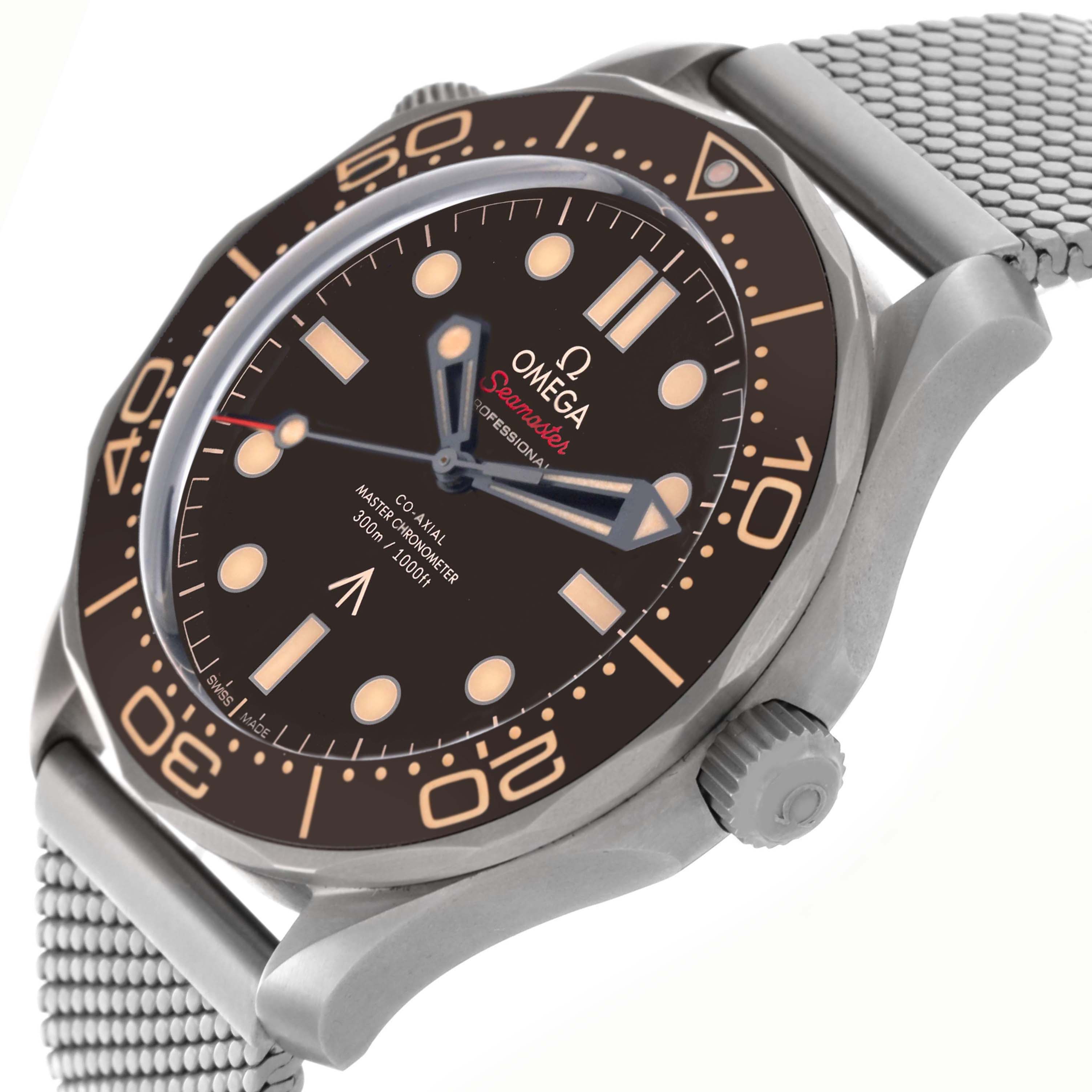 The Omega Seamaster 210.90.42.20.01.001 Men
s Titanium Brown Dial 210.90.42.20.01.001 Men
s Titanium Brown Dial watch is shown at a three-quarter angle, displaying the face, bezel, crown, and a portion of the bracelet.