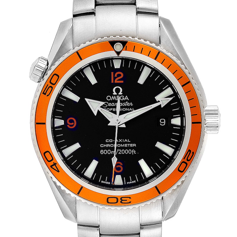 Omega Seamaster Planet Ocean Orange Bezel Steel Mens Watch 2209.50.00 SwissWatchExpo