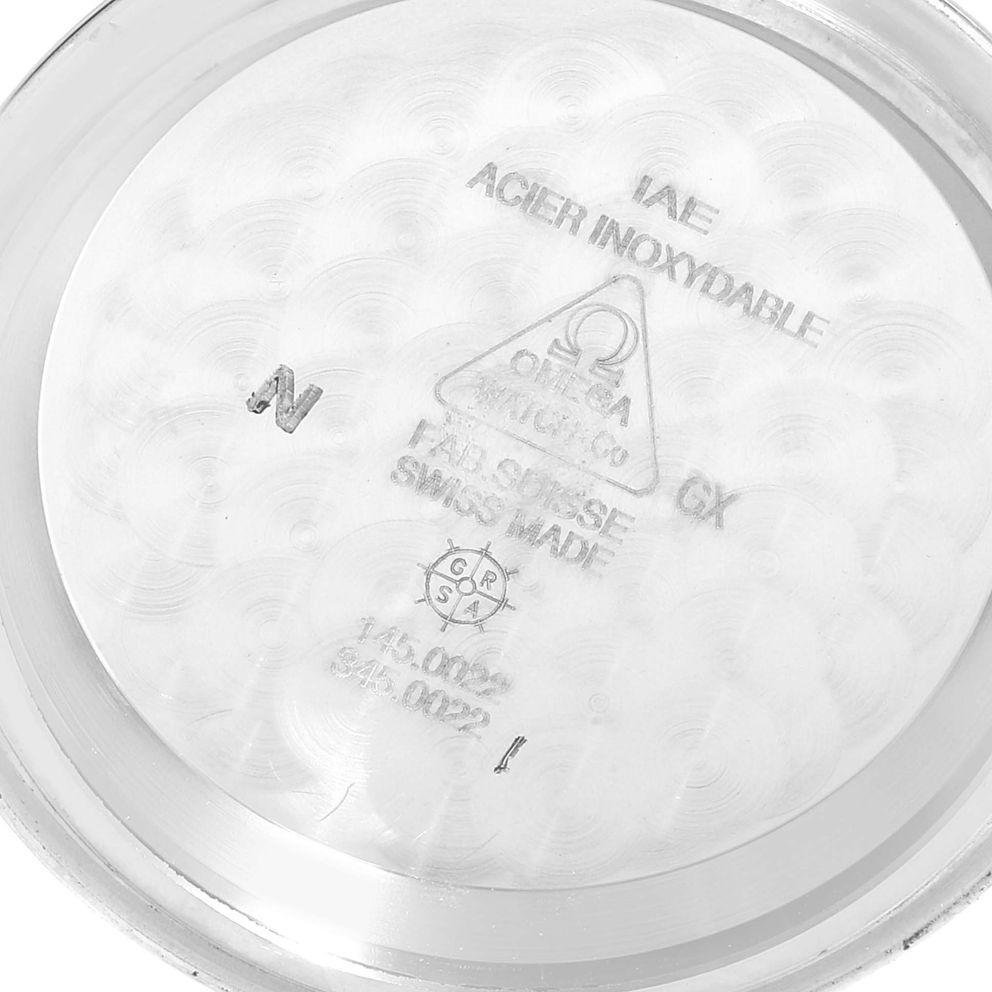 The image shows the inner case back of an Omega Speedmaster 3570.50.00 Men
s Stainless Steel Black Dial 3570.50.00 Men
s Stainless Steel Black Dial watch.