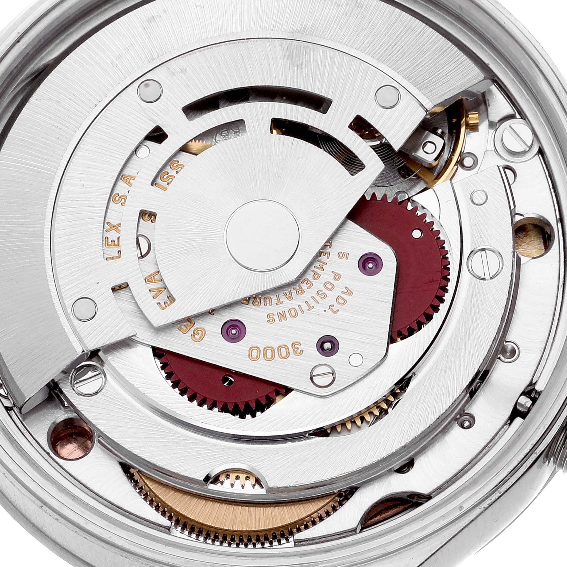 This image displays the internal mechanical movement of a Rolex Air-King 14000 Men's Stainless Steel Pink Dial 14000 Men's Stainless Steel Pink Dial watch from a close-up, top-down angle.