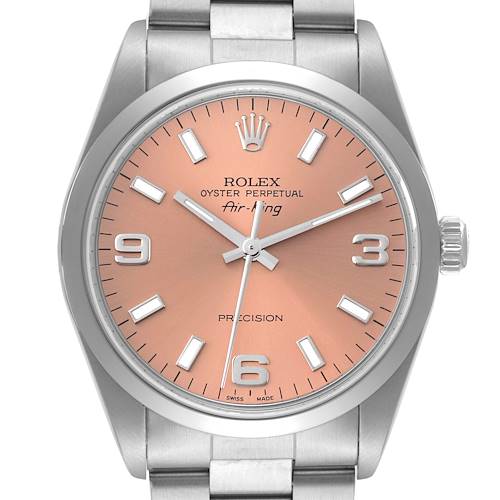 Photo of Rolex Air King 34mm Salmon Dial Smooth Bezel Steel Mens Watch 14000
