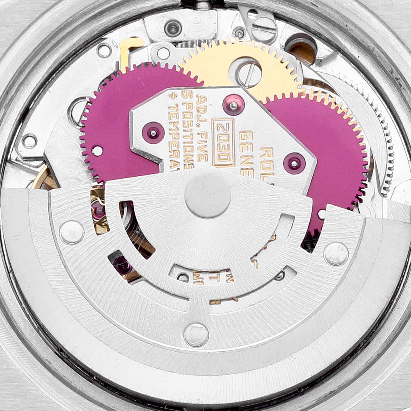This image shows the internal mechanical movement of a Rolex Date 6917 Women's Steel and Gold (two tone) Champagne Dial 6917 Women's Steel and Gold (two tone) Champagne Dial model watch.