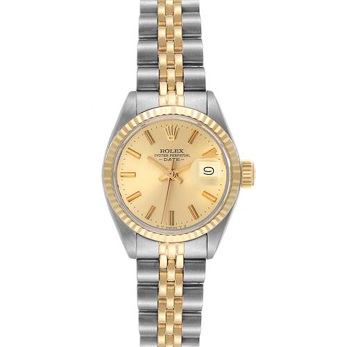 Photo of Rolex Date Steel Yellow Gold Champagne Dial Ladies Watch 6917