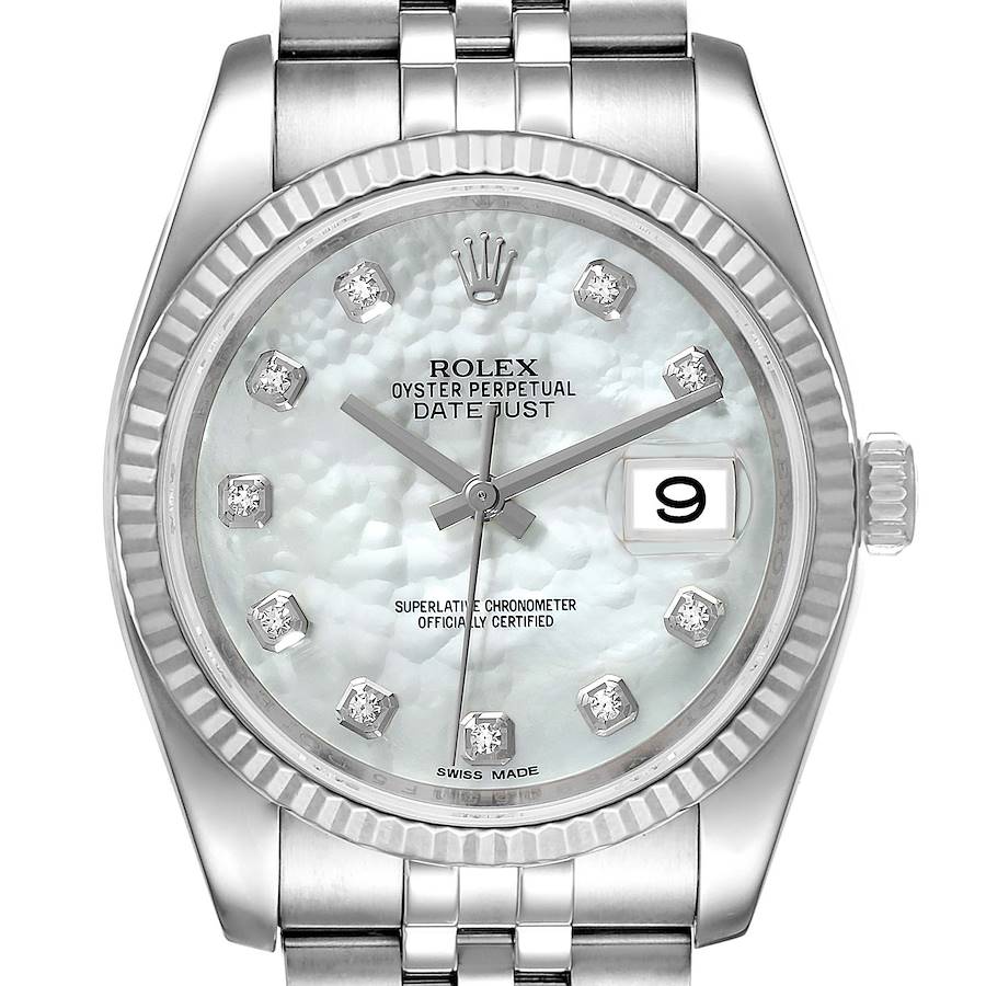 Rolex Datejust 36 Mother of Pearl Diamond Dial Mens Watch 116234 Box Card SwissWatchExpo