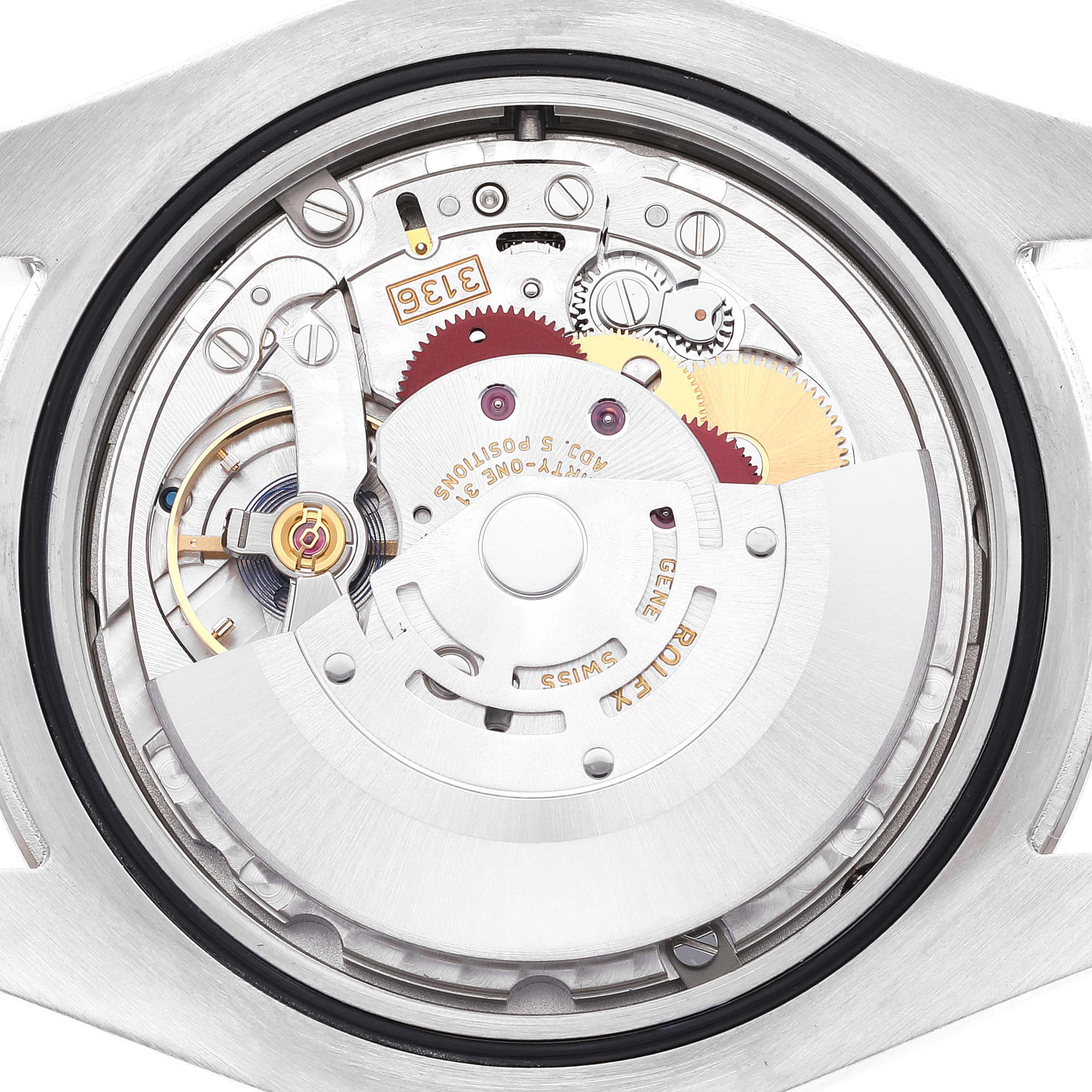 This image shows the internal movement components of a Rolex Datejust 41 116334 Men
s Stainless Steel Blue Dial 116334 Men
s Stainless Steel Blue Dial watch from a top-down view.