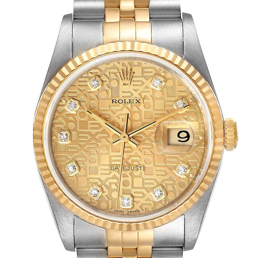 Rolex Datejust Jubilee Diamond Dial Steel Yellow Gold Mens Watch 16233 SwissWatchExpo